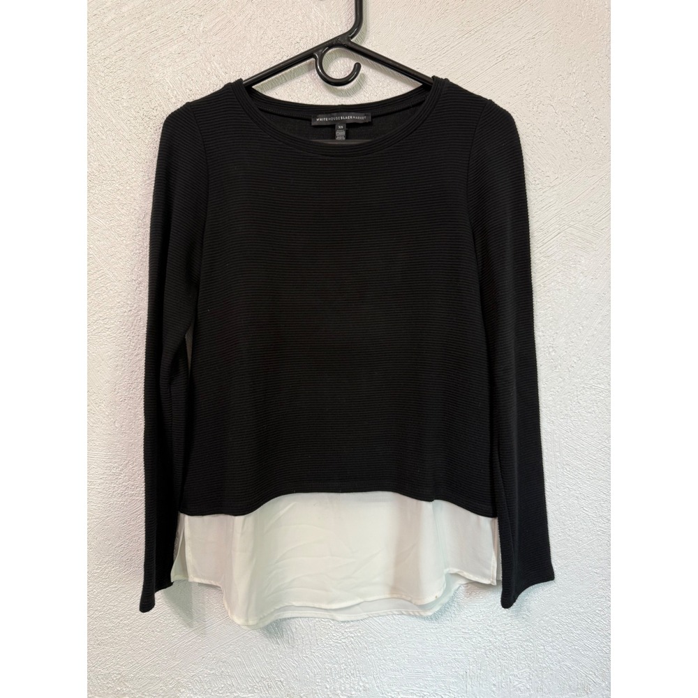 White House Blk Market Ribbed Layered Look Women XS Long Sleeve Work Officecore